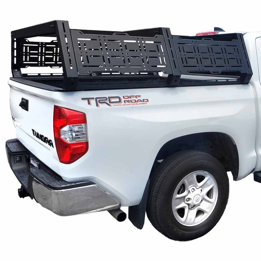 OVS Ruff Rax Bed Rack – 2007–2021 Toyota Tundra 5.5 ft & 6.5 ft — Feature shot: three-quarter view