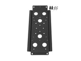 Universal Mounting Plate — Feature shot: studio photo of the black T-slot mounting plate on a plain background