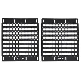 OVS Universal MOLLE Panels — Feature shot: pair of black aluminum MOLLE panels