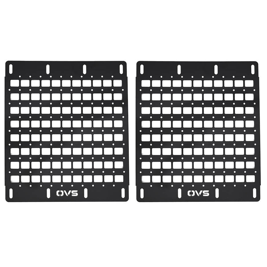 OVS Universal MOLLE Panels — Feature shot: pair of black aluminum MOLLE panels