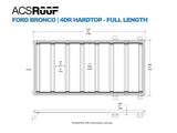 Leitner ACS ROOF Ford Bronco Roof Rack low profile no-drill platform rack, dimension schematic