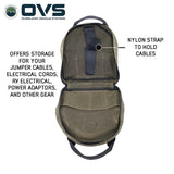 OVS Canyon Waxed Canvas Jumper Cable Bag — Feature shot: opened up