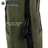 OVS Canyon Waxed Canvas Jumper Cable Bag — Feature shot: heavy-duty zipper