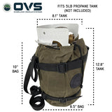 OVS Canyon Waxed Canvas Propane Bag — Feature shot: dimensions diagram