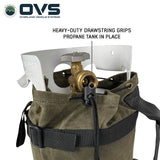 OVS Canyon Waxed Canvas Propane Bag — Feature shot: drawstring cinch