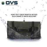 OVS Canyon Waxed Canvas Rolled General Tool Bag — Feature shot: water beading on the waxed canvas