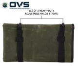 OVS Canyon Waxed Canvas Rolled General Tool Bag — Feature shot: tie-down straps
