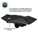 OVS XD Nomadic 270 Awning & Wall Kit Combo — Feature shot: opened freestanding with no poles, held by reinforced oversized hinges