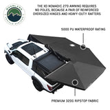 OVS XD Nomadic 270 Awning with Lights & Blackout — Feature shot: opened freestanding with no poles, held by reinforced oversized hinges