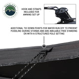 OVS XD Nomadic 270 Awning with Lights & Blackout — Feature shot: tie-down points that anchor the poles and shed rainwater