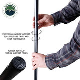 OVS XD Nomadic 270 Awning with Lights & Blackout — Feature shot: twist-lock telescoping support pole with rubber non-slip foot