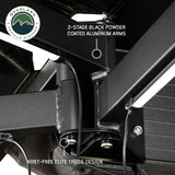 OVS XD Nomadic 270 Awning with Lights & Blackout — Feature shot: two-stage black powder-coated aluminum arms
