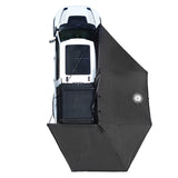 OVS XD Nomadic 270 Awning with Lights & Blackout — Feature shot: overhead view of the fully opened awning with its travel cover