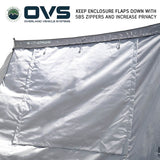 OVS XD Nomadic 270 Awning Walls with Blackout — Feature shot: enclosure flaps keep wind and dust out