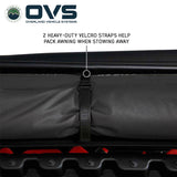 OVS XD Nomadic 180 LTE Awning — Feature shot: heavy-duty hook-and-loop straps that hold the folded awning closed