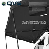 OVS XD Nomadic 180 LTE Awning — Feature shot: heat-sealed seams and support poles stowed along the rafters
