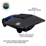 OVS XD Nomadic 270 LT Awning — Feature shot: opened freestanding with 320G blackout fabric