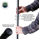 OVS XD Nomadic 270 LT Awning — Feature shot: twist-lock telescoping support pole with rubber non-slip foot