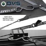 OVS XD Nomadic 315 Awning — Feature shot: tie-down points that anchor the poles and shed rainwater