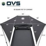 OVS XD Nomadic 315 Awning — Feature shot: 58 sq ft coverage diagram