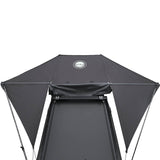 OVS XD Nomadic 315 Awning — Feature shot: rear-mounted on a pickup, overhead view