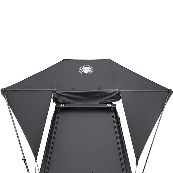 OVS XD Nomadic 315 Awning — Feature shot: rear-mounted on a pickup, overhead view
