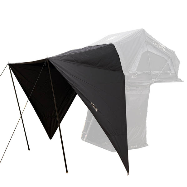 OVS XD Sherpa Tent Awning — Feature shot: zipped to the entrance of an XD Sherpa tent