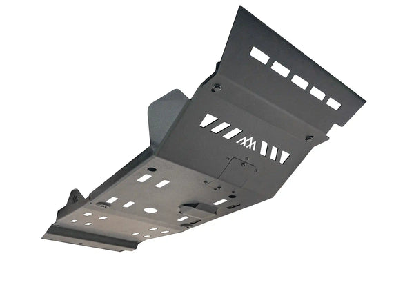 Backwoods Adventure Mods Aluminum Skid Plate System (2005–2023 Tacoma) — Feature shot: full aluminum skid plate kit laid out