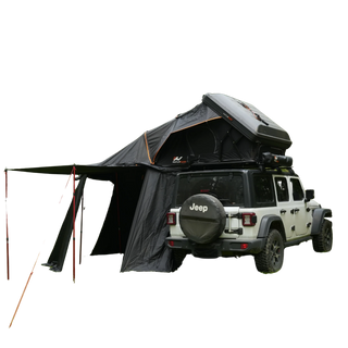 NaturNest Sirius 2 XL Annex Room — Feature shot: annex fully deployed with a sealed vestibule around the ladder entry