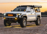Backwoods Adventure Mods Hi-Lite Bull Bar (2024–2027 Tacoma) — Lifestyle shot: Tacoma with the bull bar winch bumper installed
