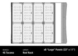 Backwoods Adventure Mods DRIFTR Deck Panel (Universal) — Feature shot: panel layout diagram for the 4th gen Tacoma roof rack