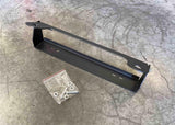 Backwoods Adventure Mods Flip-Up License Plate Holder (Hawse Fairlead) — Feature shot: black steel flip-up license plate bracket on its own