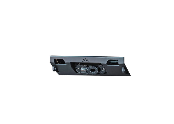 Backwoods Adventure Mods Lo-Pro Hidden Winch Bumper (2024–2027 Land Cruiser 250) — Feature shot: full bumper in black powder coat