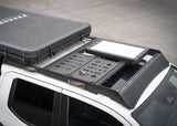 Backwoods Adventure Mods DRIFTR Roof Rack (2024–2027 Tacoma) — Feature shot: top view of the rack and crossbars