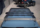 Backwoods Adventure Mods DRIFTR Roof Rack (2025–2027 4Runner) — Feature shot: front view of the rack and fairing