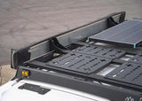 Backwoods Adventure Mods HD Awning Brackets (Universal) — Lifestyle shot: awning hung from a DRIFTR roof rack on the HD brackets