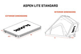 FSR Aspen Lite — Feature shot: dimension diagram showing open and closed measurements