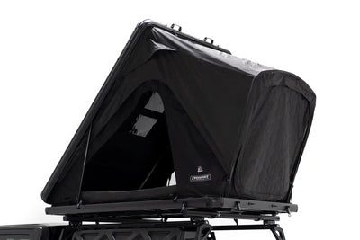FSR Aspen Lite XL — Feature shot: front hero view of the deployed hard shell rooftop tent