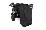 FSR Shower Awning Kit — Feature shot: open enclosure mounted to the back of an overland trailer