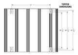 Backwoods Adventure Mods DRIFTR Bed Rack Topper (2020–2027 Gladiator) — Feature shot: dimension diagram of the 46.5 x 57 in deck