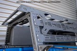 Backwoods Adventure Mods DRIFTR Bed Rack Topper (2020–2027 Gladiator) — Feature shot: topper and other bed rack accessories installed
