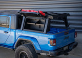 Backwoods Adventure Mods Bed Rack Storage Box (2020–2027 Gladiator) — Feature shot: box with the lid open