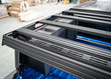 Backwoods Adventure Mods Overland Bed Rack (2020–2027 Gladiator) — Feature shot: close-up with the optional DRIFTR topper installed