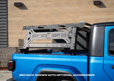 Backwoods Adventure Mods Overland Bed Rack (2020–2027 Gladiator) — Feature shot: rack with optional accessories fitted