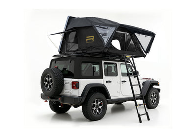 Roofnest Condor 2 XXL Air — Feature shot: closed tent mounted on a Jeep, rear view