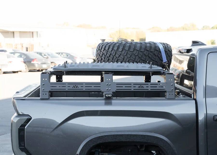 Backwoods Adventure Mods Overland Bed Rack Mid Height (2007–2027 Tundra) — Feature shot: mid height rack installed on a Tundra