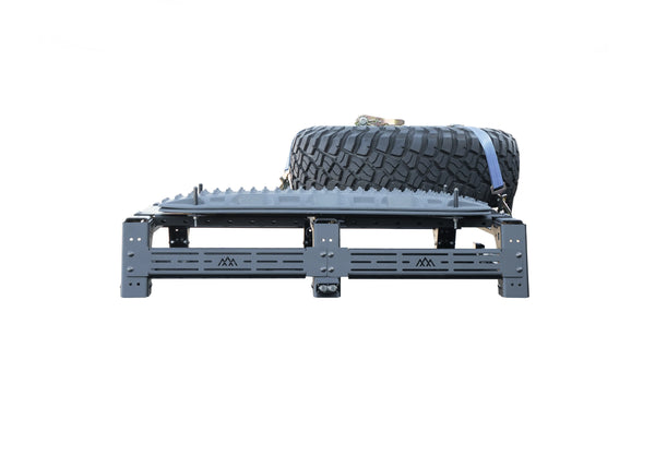 Backwoods Adventure Mods Overland Bed Rack Mid Height (2007–2027 Tundra) — Feature shot: complete mid height rack in black powder coat