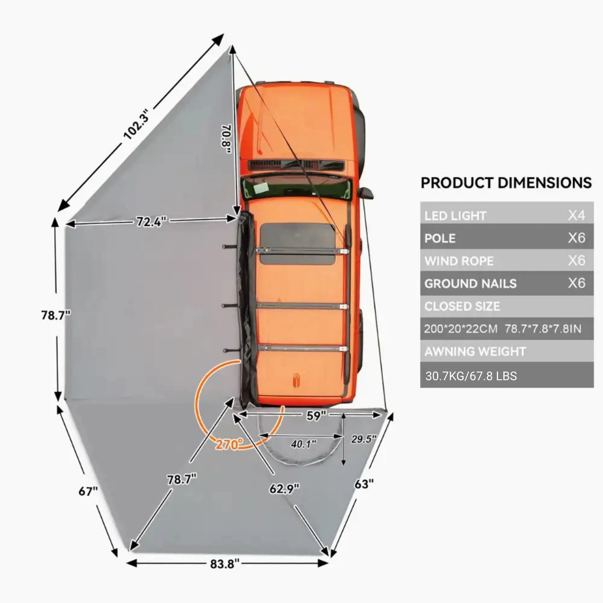 Packs Down to 78.7" x 7.8" x 7.8"
