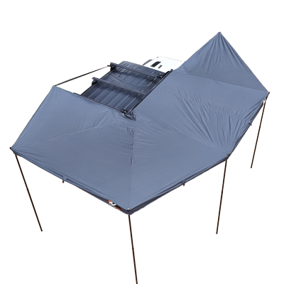 NaturNest 270 Plus Telescoping Awning — Feature shot: awning deployed with telescoping arms extended