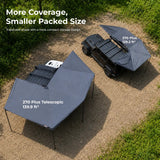 NaturNest 270 Plus Telescoping Awning — Feature shot: top-down dimension reference view